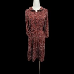 🐞🐞 Women’s Long Sleeve Red Paisley Shirt Dress